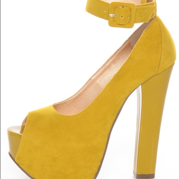 yellow platform heels